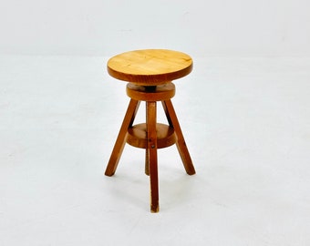 Vintage Solid wood adjustable screw craftsman stool 1960s