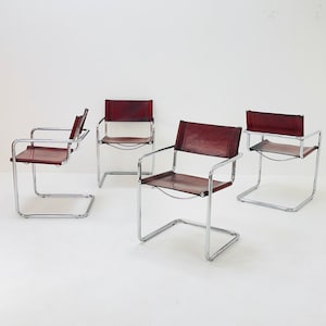 Set of 4 Bauhaus Mid century Model MG5 Centro Studi desk chair by Mart Stam & Marcel Breuer for Matteo Grassi, 1970s