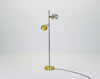 Lámpara de pie minimalista de mediados de siglo, plateada y dorada, Reggiani, Italia, década de 1980