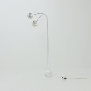 Space age  white metal   Adjustable Floor Lamp / 70s Mid Century Space Age Italian Design / Goose Neck Eye Ball Floor Lamp