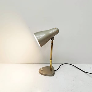 Mid-Century vintage Brass  Grey desk lamp Germany 1960s
