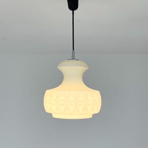 Mid century opaline glass pendant lamp from Peill & Putzler, Germany 1970s