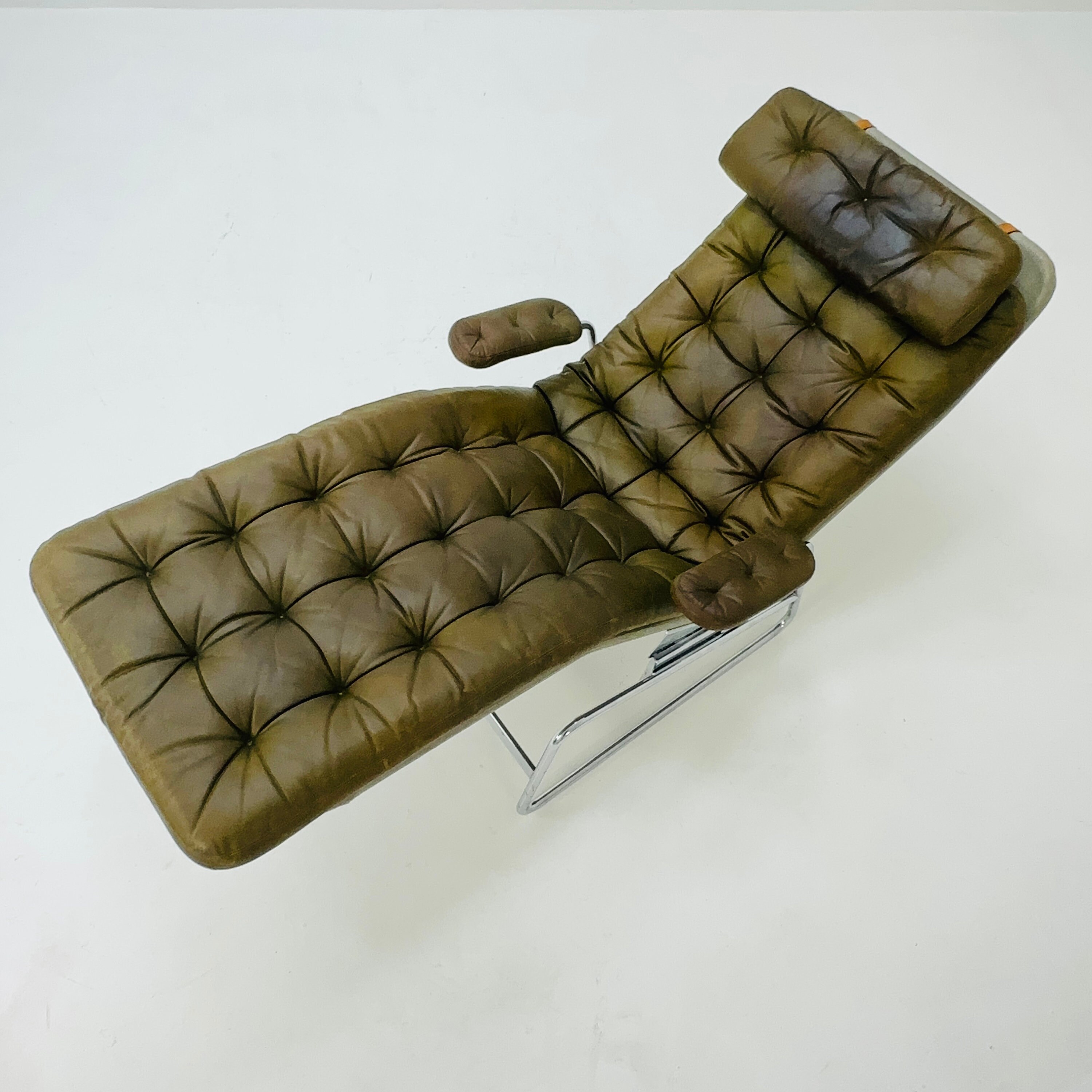 Rare Mid Century Fenix Easy Leather Chair for DUX by Sam Larsson