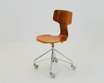 Mid Century Arne Jacobsen, Swivel Desk Chair Made Teak Model 3113