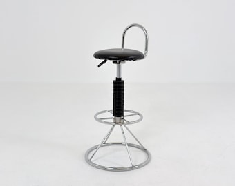 Mid-Century Adjustable  swivel Bauhaus Bar Stool  1980s Italy