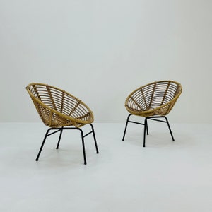 Mid-Century Bamboo & Metal Chairs from Rohe Noordwolde, 1960s, Set of 2