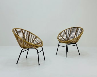 Mid-Century Bamboo & Metal Chairs from Rohe Noordwolde, 1960s, Set of 2
