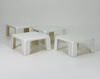 Set of 4 Mid century Mario Bellini Nesting white Tables Model Gatti for B&B Italia, 1967s Italy