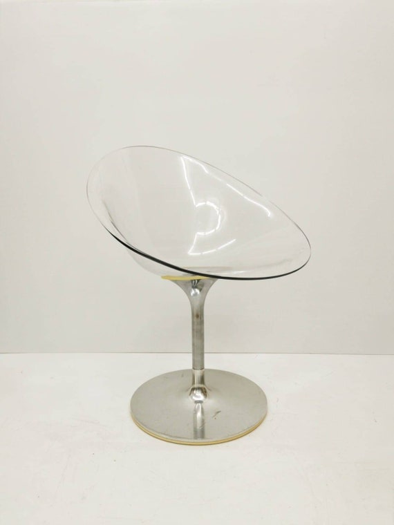 1 of 2 Transparent Eros Chair With Aluminum Swivel Base by