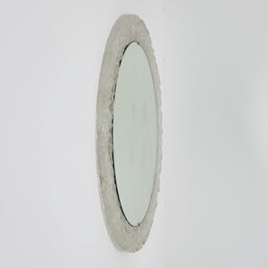 Grand miroir rond en verre glacé du milieu du siècle par Em Germany, années 1960