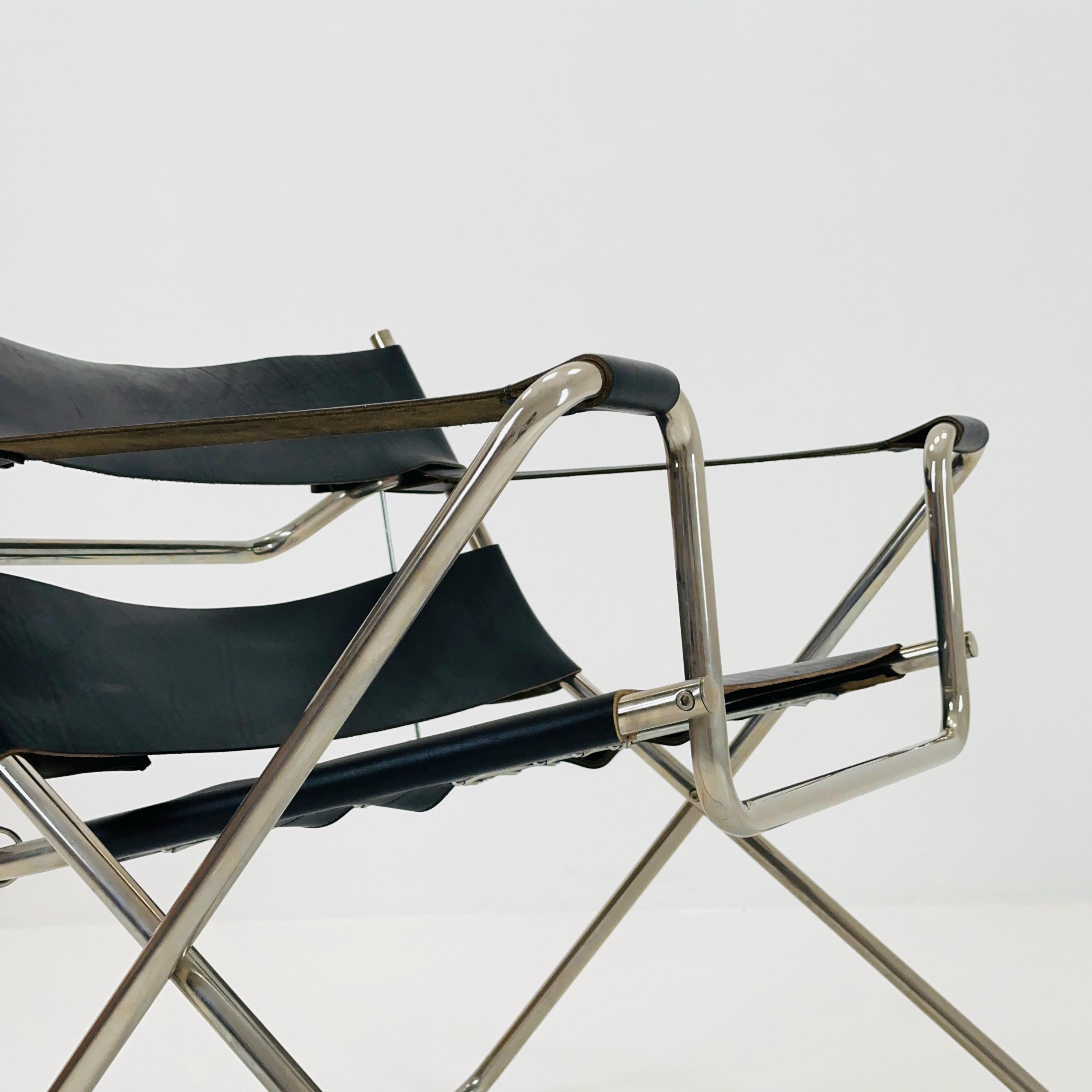 Mid Century Folding Bauhaus D4 Leather Armchair by Marcel