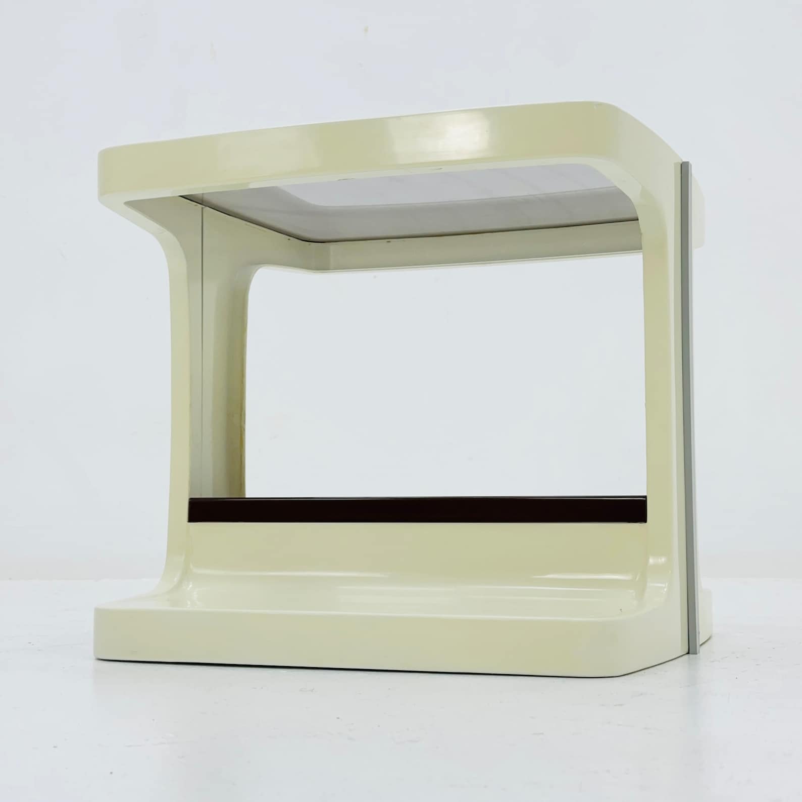 Paire De Chevets Jansen 1970 – Style Moderniste Space-age – Brun, Chrome Et Verre – Post-moderniste Cinétique