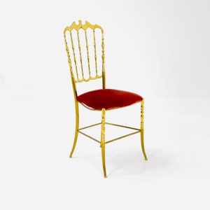 Mid century Brass Chiavari Side Chair Italy 1980s