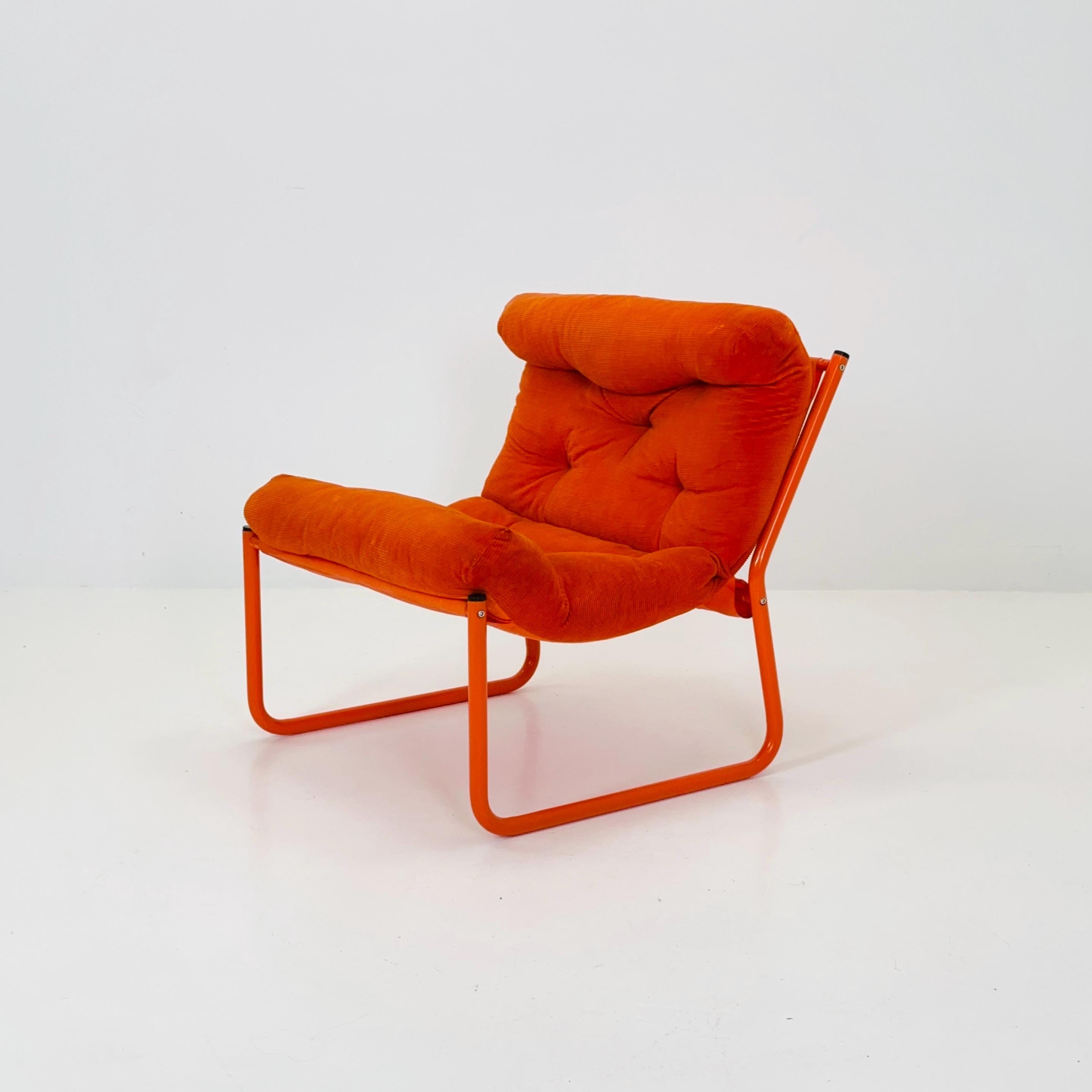 Mid Century Retro Orange Pixi Velvet Lounge Chair by Gillis