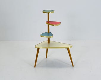 BIG German Plant Stand, Colorful Vintage Mid-Century Minimalist Indoor Plant Stand Side Table Retro flower table