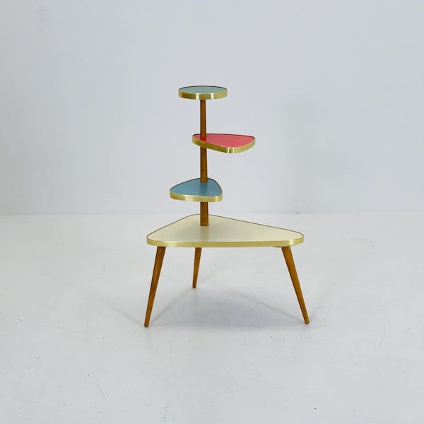 BIG German Plant Stand, Colorful Vintage Mid-Century Minimalist Indoor Plant Stand Side Table Retro flower table