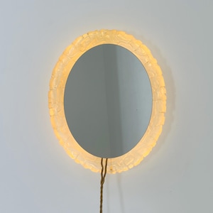 Mid-Century baklite ice glass Oval large mirror by Em Germany 1960s