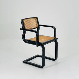 Mid century black wooden cantilever armchair, by Lubke Germany 1970s