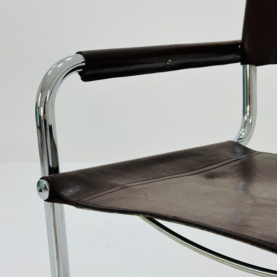 カンチレバーチェア ブラックレザー バウハウス風 S33 ブラウンレザー