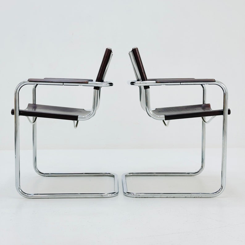 1 sur 4 chaise visiteur Matteo Grassi en cuir marron années 1970 image 8