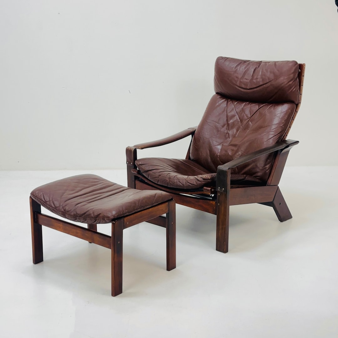 Mid-century Inca Brown Lounge Chair and Ottoman by Peter Opsvik for ...