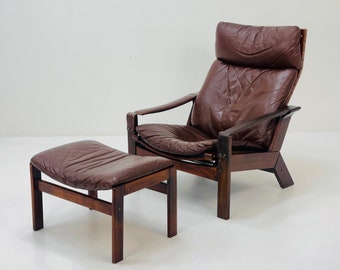 Mid-Century Inca Brown lounge chair and ottoman by Peter Opsvik for Westnofa, Norway 1960s