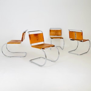 Set of 4 Bauhaus Mid-Century Modern Mies van der Rohe MR 10 Chair, 1980s Italy
