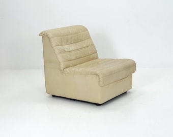 Mid Century Modular Sofa Set in beige Leather, 1980s Germany