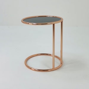 BauHaus Round Chrome & Glass side table Eileen Gray style , 1980s