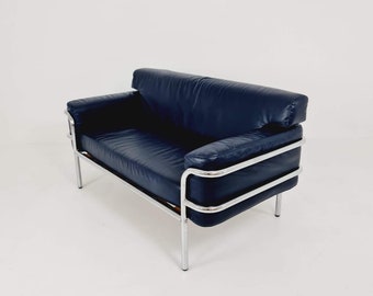 Mid century leather Bauhaus -Style of Cassia LC3 style sofa , 1980s