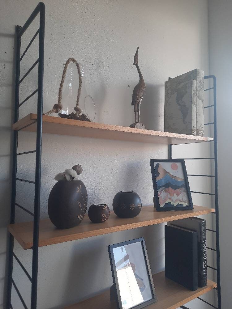 MidCentury string wall shelf set 1960s Beechwood vintage Etsy