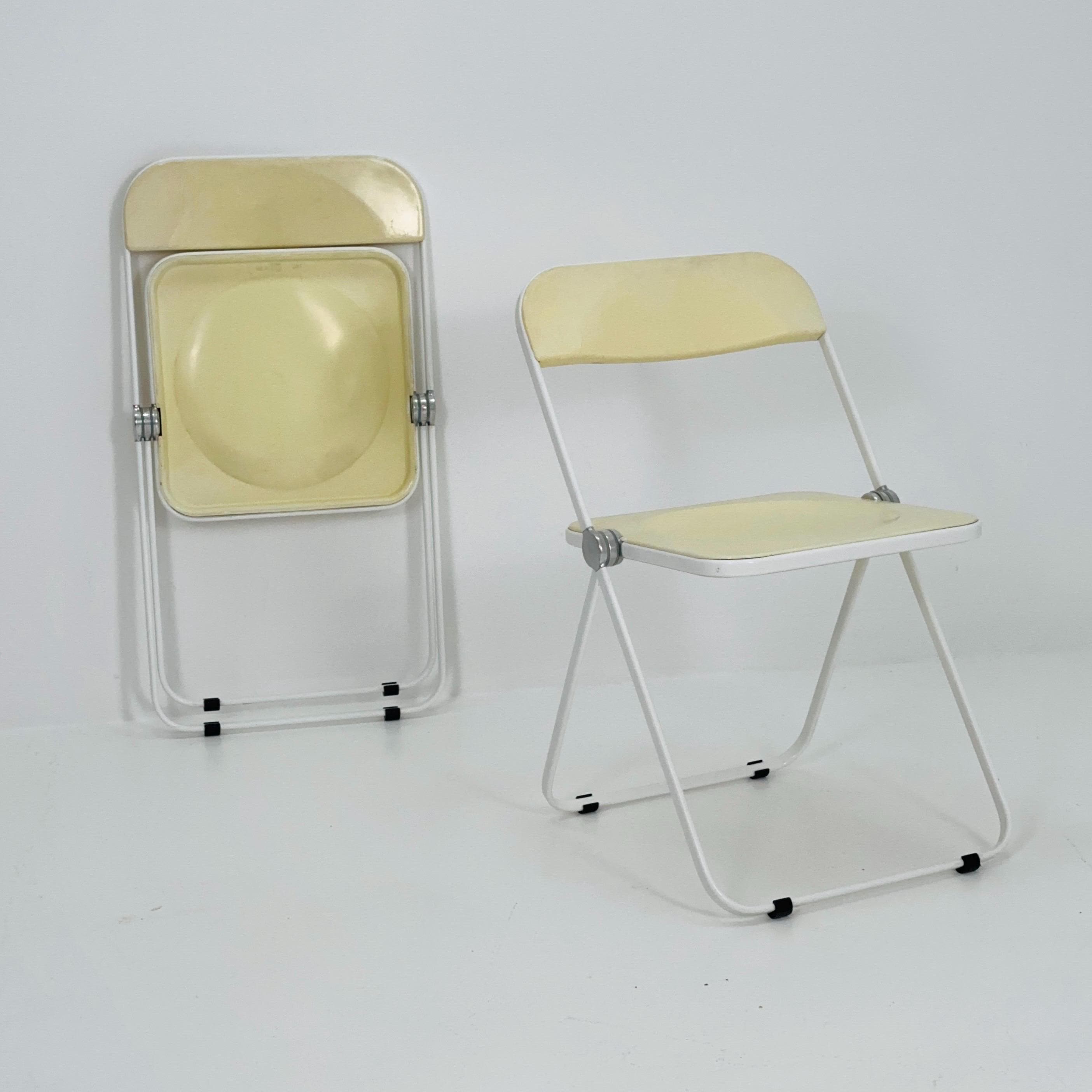 2脚セット ミッドセンチュリー イタリア製 Plia 折りたたみ式 クリーム