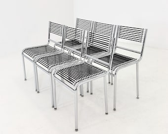 Set of 6 Mid-Century Modern René Herbst Model 212 Sandows Chairs for Pallucco, 1980s Italy