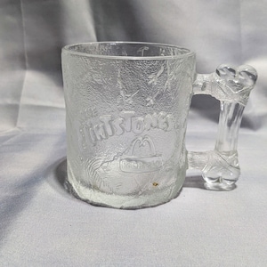 VINTAGE McDonald&#39;s Flinstones frosted glass coffee mug