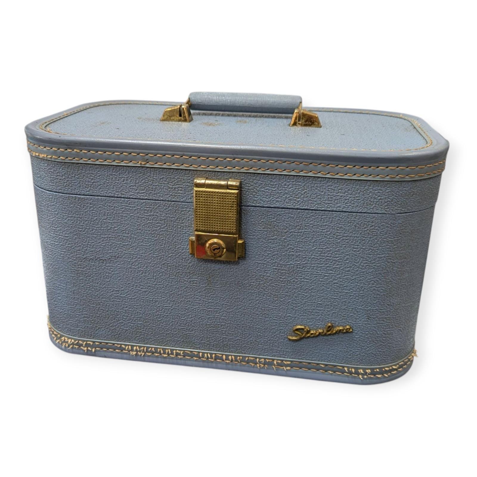 Vintage Lady Baltimore Blue Starline Hardside Train Case With Tray