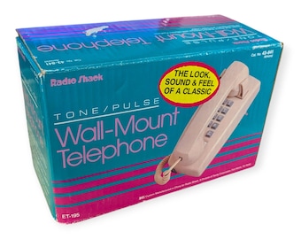 Radio Shack ET-195 Wall-Mount Telephone Almond Tone Pulse Vintage 43-841 Boxed