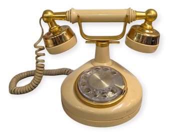 Western Electric Celebrity Rotary Phone Vintage Cream Gold French Style Cradle