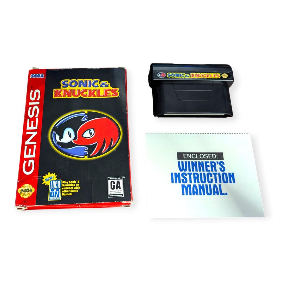 Sonic & Knuckles Sega Genesis 1994 Game Box Manual Lock-on Technology W ...