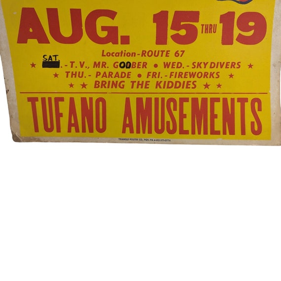 Vintage Oxford, CT Firemans Carnival Poster - 1970s - Triangle
