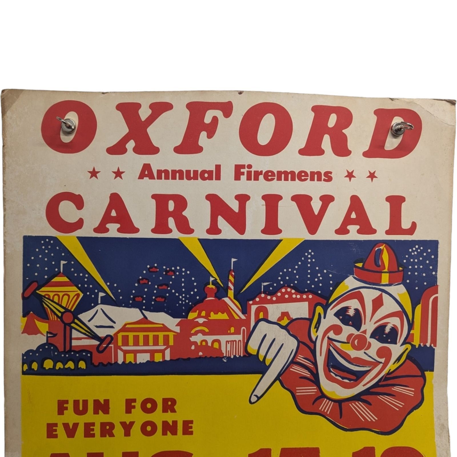 Vintage Oxford, CT Firemans Carnival Poster - 1970s - Triangle