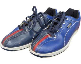 Classic DEXTER Rental Bowling Shoes Size 10.5 US Multicolor Red Blue Etsy