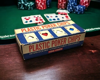 Ace Plastic Poker Chips — 100 vintage poker card game chips
