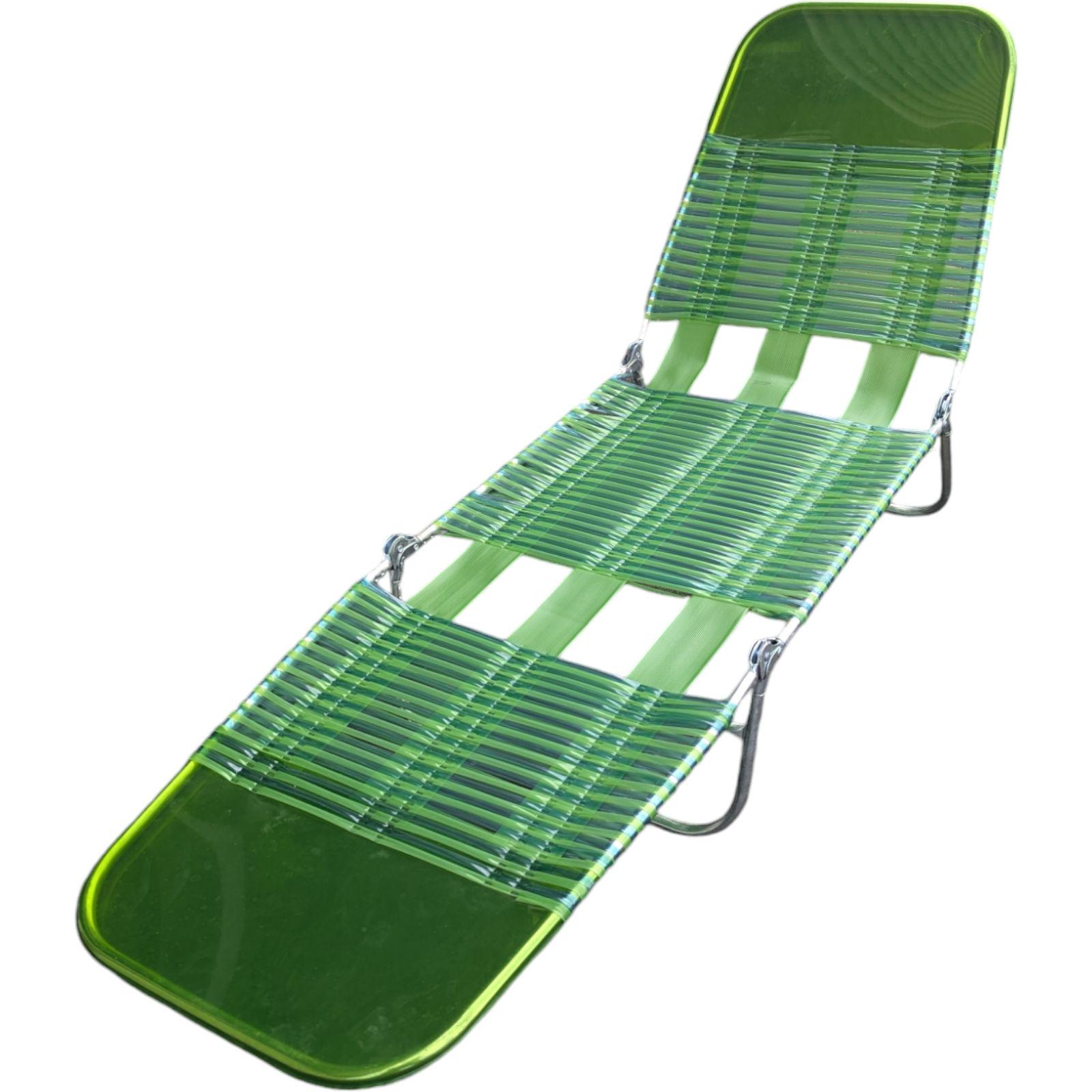 Vintage Tri Fold Jelly Tube Chaise Lounge Chair Green 6ft