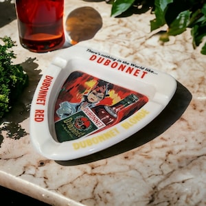 Vintage Dubonnet Red and Dubonnet Blonde milk glass opaline ashtray