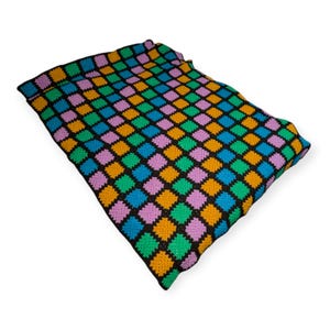 Jeté afghan vintage grand-mère - Multicolore 60 x 50