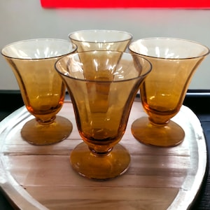 Set of Four (4) Amber Glass 2.75&quot; cocktail glasses