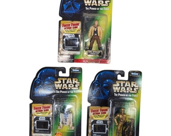 Star Wars: The Power of the Force Actiefiguren - Luke Skywalker, R2-D2, C-3PO - Kenner 1997