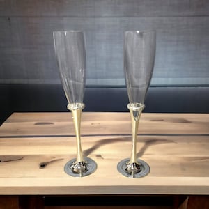 Lenox Devotion Silver Champagne Flutes 10 inch tall