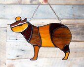 Stained Glass Capybara Suncatcher (brown opeque)