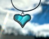 Stained Glass Heart Pendant with Cord